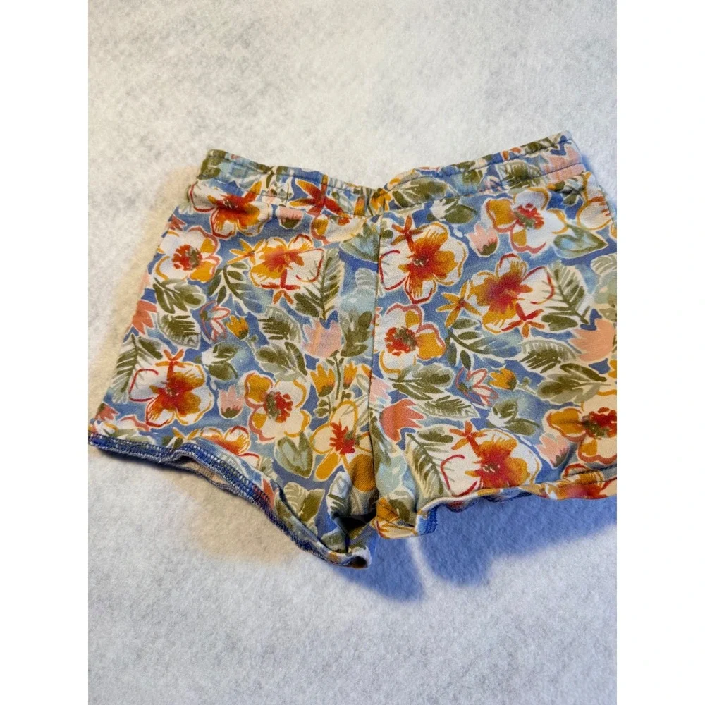 Carters Kid Girls Floral French Terry Shorts Blue Orange Size 7 7A Tropical